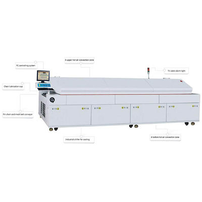 Máquina de soldadura de refluxo SMT SMD Industrial Controle PLC Largura do PCB 400 mm