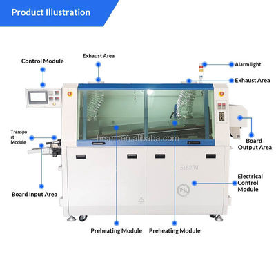 380V 60Hz SMT Mini Automático Dual Wave PCB através de um buraco Máquina de solda de onda de precisão livre de chumbo com controle de tela sensível ao toque PLC