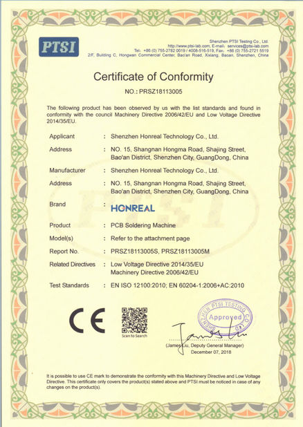 China Shenzhen Honreal Technology Co.,Ltd Certificações